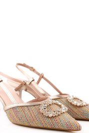 Escarpins à bride arrière avec pierres luxueuses