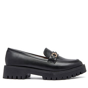 Mocassins femme avec détail doré et semelle crantée épaisse