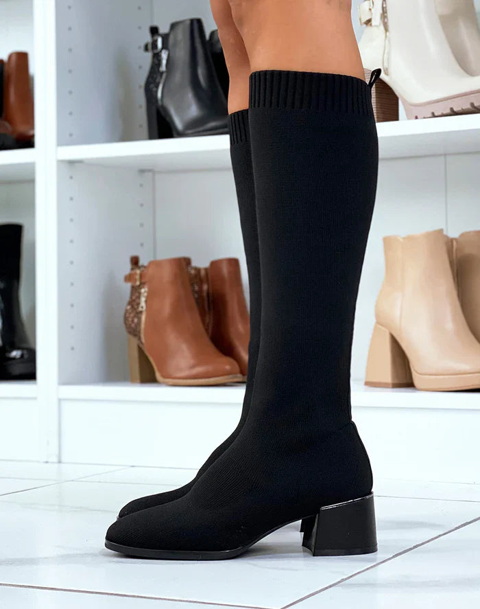 Bottes effet chaussette à talon à détail argenté