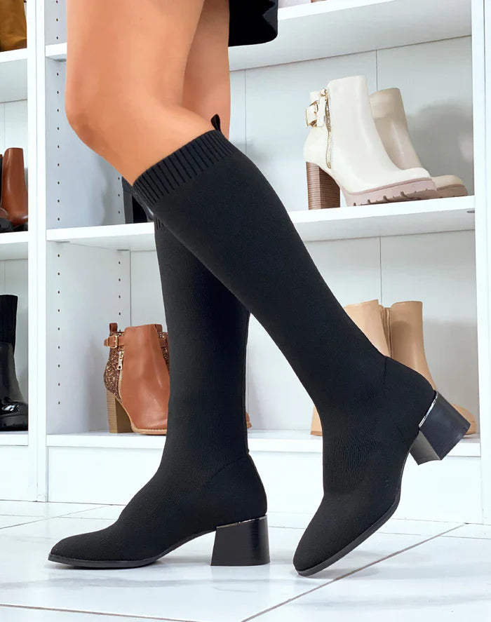 Bottes effet chaussette à talon à détail argenté