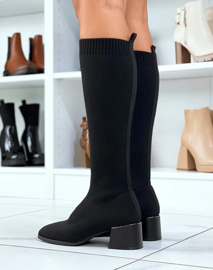 Bottes effet chaussette à talon à détail argenté