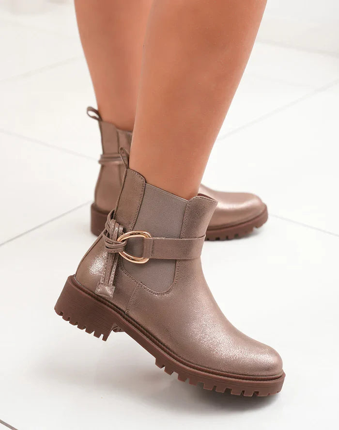 bottines avec sangle nouée