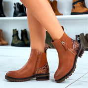 Bottines en simili à contrefort pailleté et zip