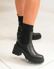 Brodequin à plateforme épaisse style chaussette à enfiler pour femme