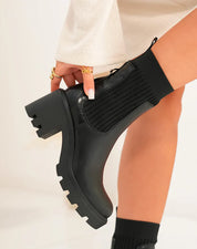 Brodequin à plateforme épaisse style chaussette à enfiler pour femme