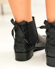 Bottines en simili à contrefort pailleté