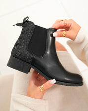 Bottines en simili à contrefort pailleté