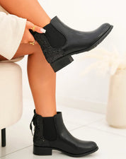 Bottines en simili à contrefort pailleté