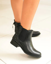 Bottines en simili à contrefort pailleté