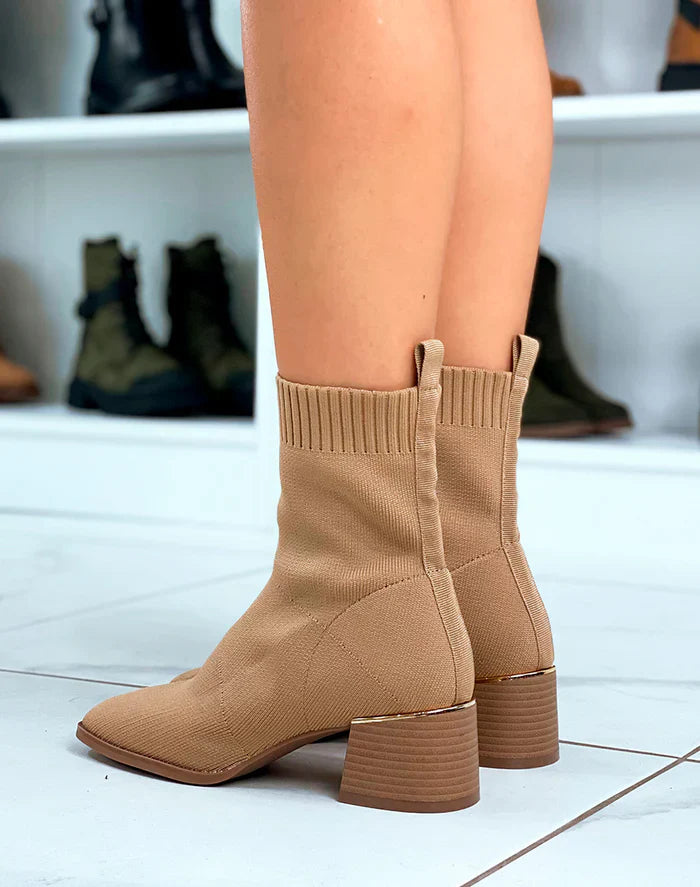 Demi botte glamour avec effet chaussette pour femme