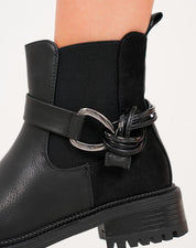 bottines avec sangle nouée