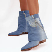 Demi bottes de cowboy pour femmes en Jeans