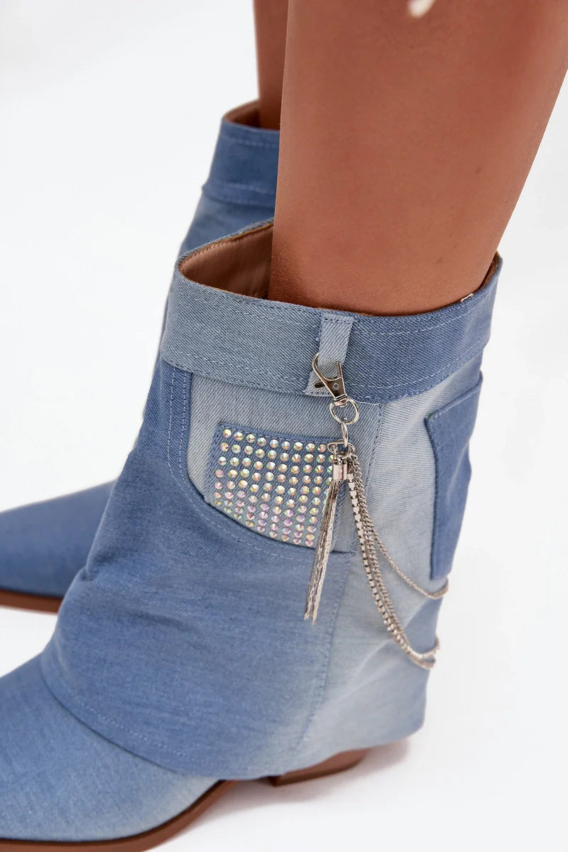 Demi bottes de cowboy pour femmes en Jeans