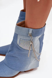 Demi bottes de cowboy pour femmes en Jeans