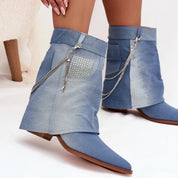 Demi bottes de cowboy pour femmes en Jeans