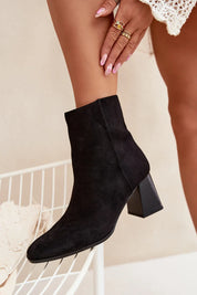 Demi botte pour femme en daim écologique avec fermeture éclair et talon