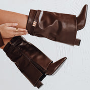 Demi bottes à talons avec tige à revers et ornements