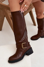 Bottes cavalières noires avec boucle