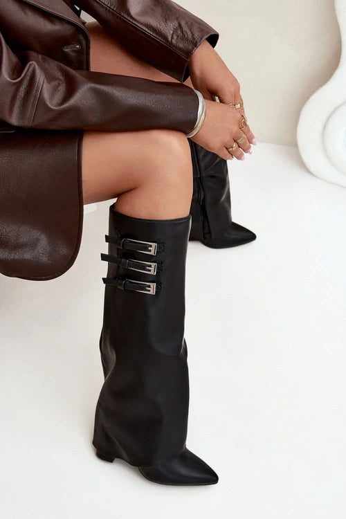 Bottes à talon avec tige retroussée