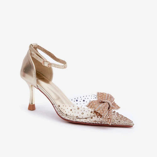 Sandales à talons hauts transparentes avec nœud brillan