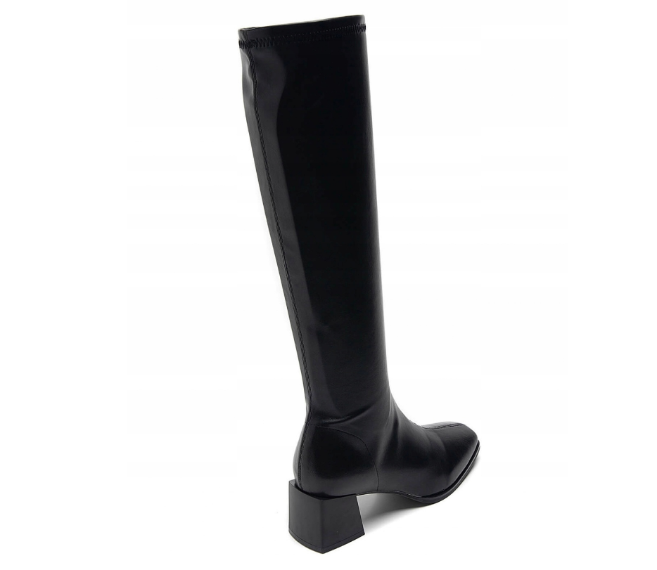 Botte haute à talon bas avec semelle en caoutchouc antidérapante