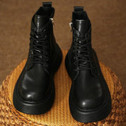 Brodequin en cuir à semelle épaisse pour femme